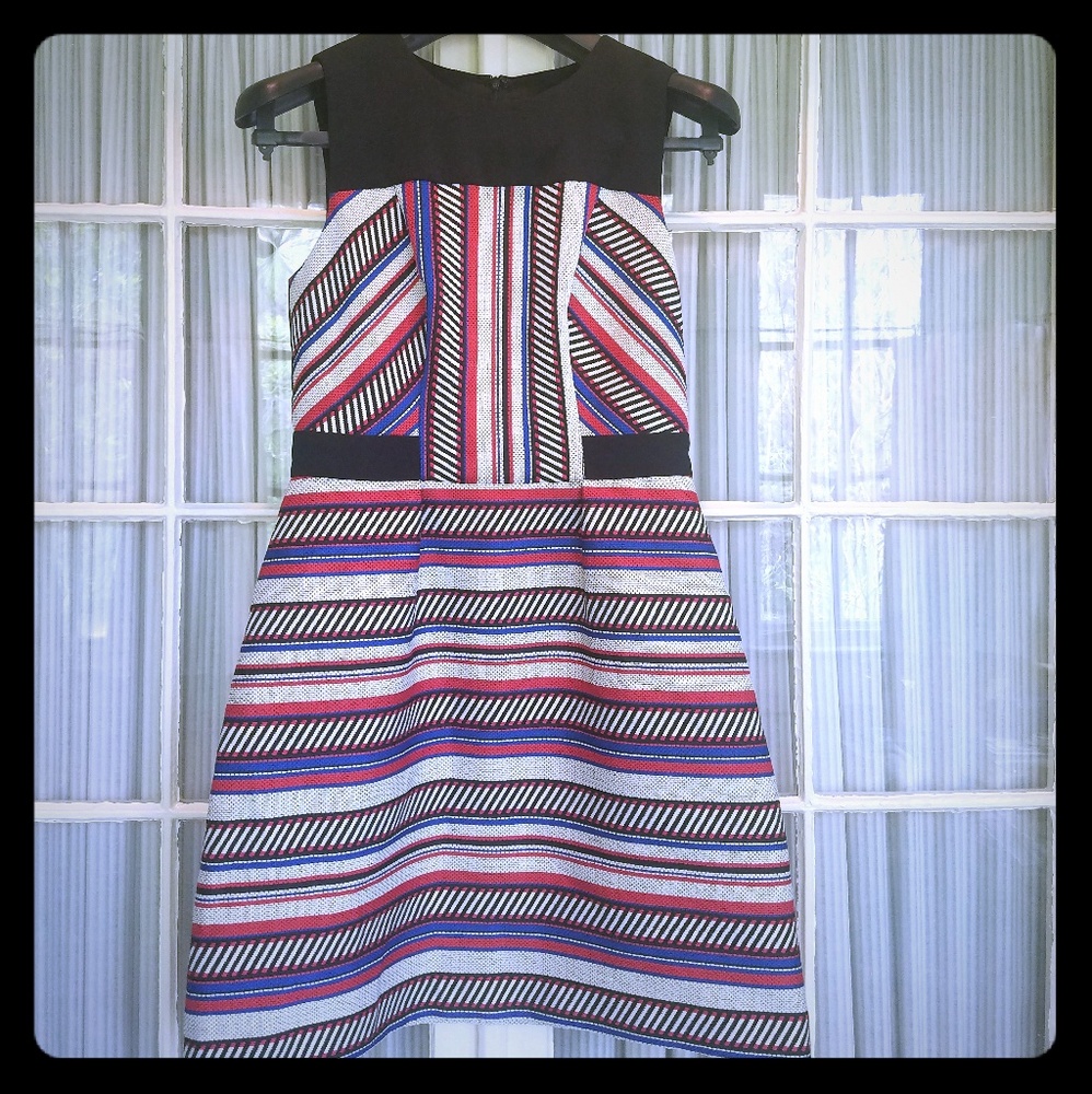 Red, white, blue and black Shoshanna dress